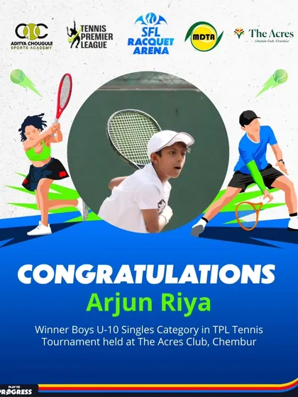 We celebrate Arjun Riya, winner of the Boys U-10 Singles category at the TPL Tennis Tournament. Another champion shaped on our courts.