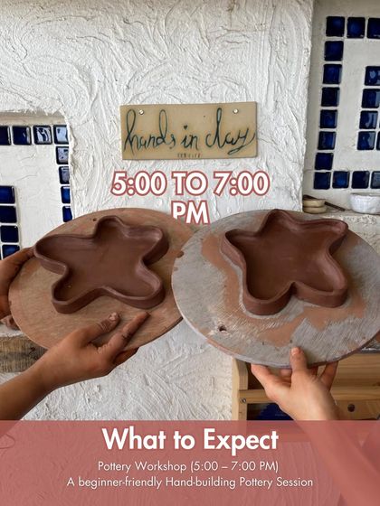 In our Pottery Meets Sound Healing workshop, the pottery session is a beginner-friendly hand-building class from 5:00 to 7:00 PM.