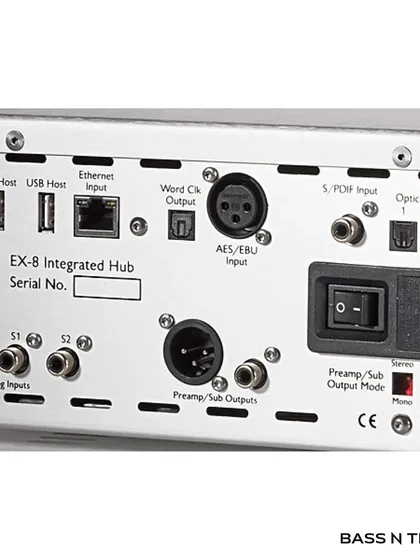 The back panel of the Ayre EX-8 shows its flexibility, with a full suite of digital and analog inputs, including USB, Ethernet, and balanced connections. It’s ready to handle any source you throw at it.