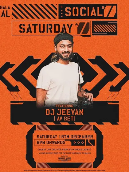 This flyer for a Saturday night at Koramangala Social highlights one of my specialties: a full audio-visual (AV) set, where I mix music videos live.