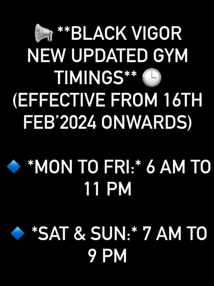 Here are our new updated gym timings, effective from February 16th. We're open longer to give you more flexibility for your workouts.