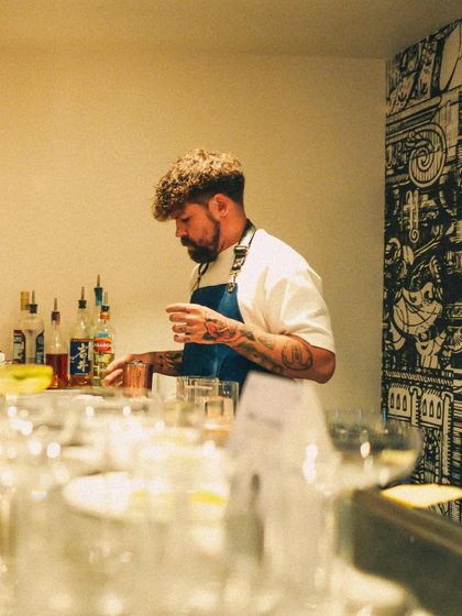 Renowned mixologist Marco Giovani crafting his signature drinks during a bar takeover at Italia. His presence brought a touch of Italian magic to Bangalore.