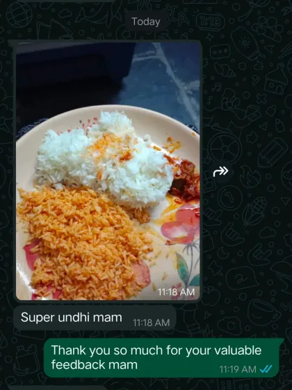 A happy customer enjoying a meal with my pickles. Seeing my food as part of your daily meals is a great feeling.