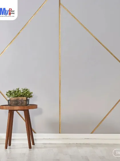 Looking for something unique? I can create custom accent walls, like this modern geometric design with gold lines. It's a sophisticated way to add character and a focal point to any room.
