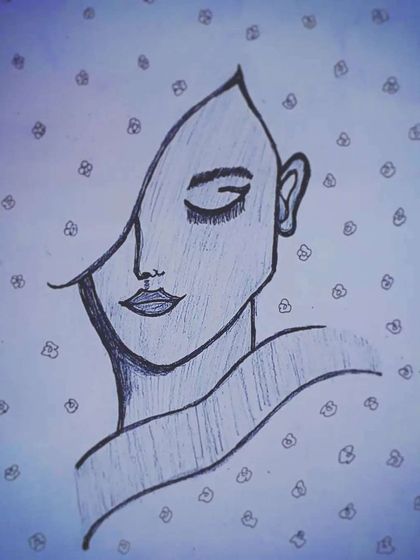 A simple, abstract line drawing of a face, created as a quick creative exercise.
