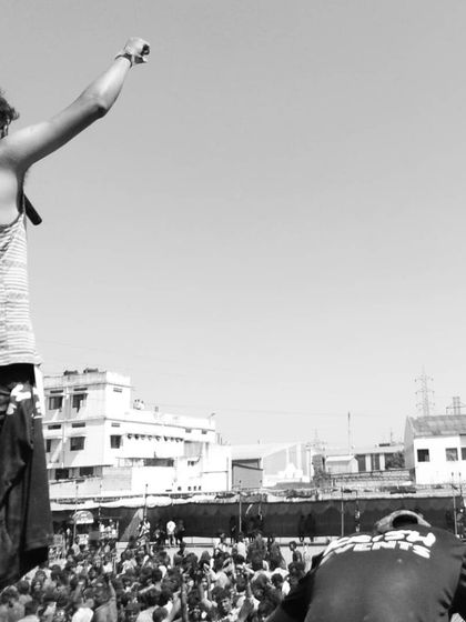 Hyping up the crowd at the Holi Fest back in 2018. Throwing my hands up and feeling the response from the audience is a connection that never gets old.