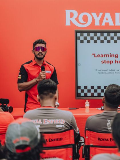 Our chief instructor giving a presentation at the Hyderabad Zonal Selection.