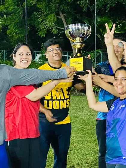 The thrill of victory! Our adult league players celebrate with the championship trophy after winning the SaT Super Box League. This is the reward for playing hard and as a team.