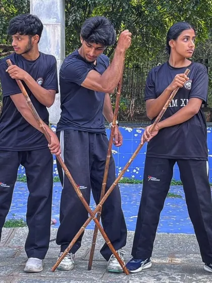Another angle of my students and me during our weapons training session.