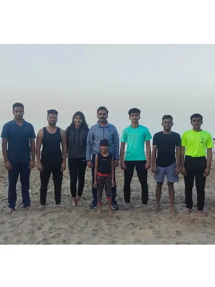 A group photo with my students after a productive gymnastics session at Juhu Beach. Training together builds a strong sense of community and shared purpose.