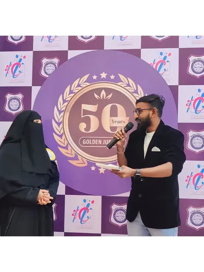 Here is one of our team members hosting a 50th Golden Jubilee celebration. Our emceeing services ensure your event is engaging and professionally managed from beginning to end.
