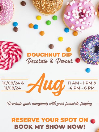 This poster for our 'Doughnut Dip' event invites you to decorate and devour your own creations using your favorite frostings and toppings.