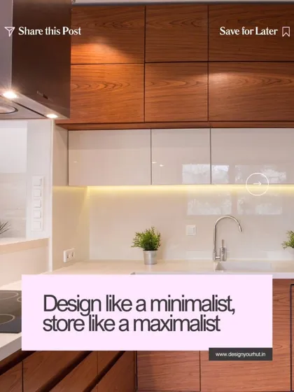 Here's my core philosophy: design like a minimalist, store like a maximalist. This kitchen features sleek, dual-toned cabinets that hide everything from your masala collection to bulky appliances. The result is a clean, uncluttered space that feels open and luxurious.