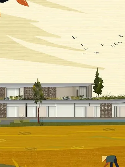 Our process always begins with drawing, where we translate poetic ideas into physical forms. This illustration for an Alibaug home questions if a drawing can be a painting, capturing the life of the home from the morning blues to the evening gold.