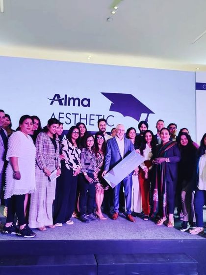 A group photo with fellow dermatologists and aesthetic physicians from across the country at the Alma Lasers event. It is important to be part of a community dedicated to advancing aesthetic medicine.