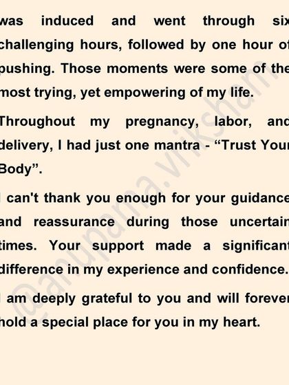 The mantra "Trust Your Body" was Asha's guide through six challenging hours of induced labor and one hour of pushing. Her story is one of true empowerment and resilience.