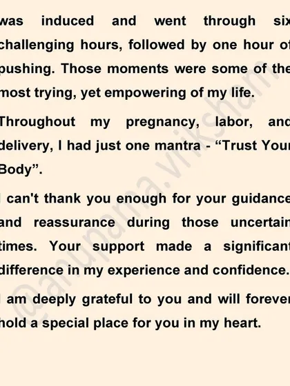 The mantra "Trust Your Body" was Asha's guide through six challenging hours of induced labor and one hour of pushing. Her story is one of true empowerment and resilience.