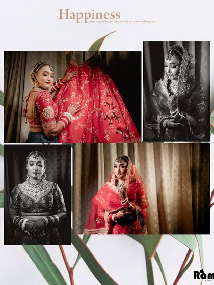 A collage of the bride's getting-ready moments, mixing color and black and white to capture the happiness and anticipation of the day.
