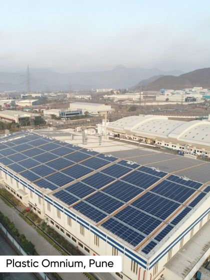 A rooftop solar plant for Plastic Omnium in Pune, a key player in the automotive supply chain. Our on-site solutions help the entire automotive ecosystem, from OEMs to component manufacturers, achieve their net-zero goals.