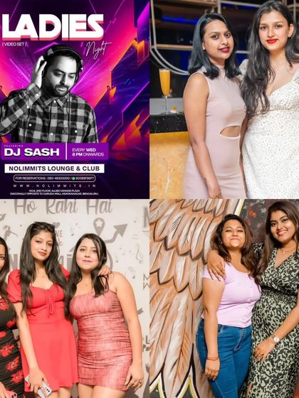 A collage from a Ladies' Night, showing groups of friends enjoying the music and the party atmosphere.