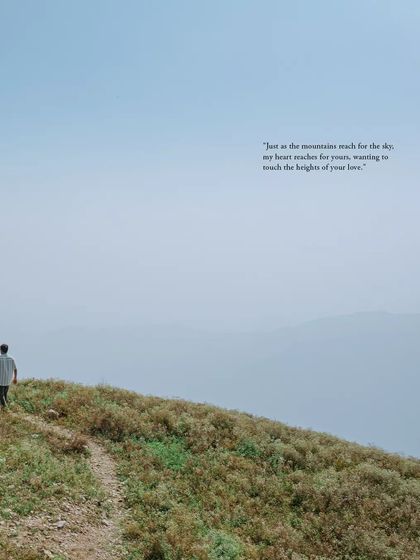 The groom-to-be walks along a mountain path in Mussoorie, a shot that builds anticipation and adds a narrative element to the pre-wedding film.