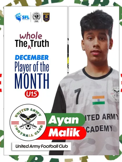 Ayan Malik from our Pune league, the December Player of the Month for U15 Boys. He delivered when his team needed something extra.