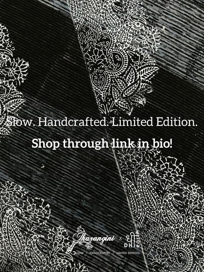 A glimpse into the making of our 'Festive Edit '24'. This collection is a labor of love, celebrating one-of-a-kind vintage motifs and artistry, crafted thoughtfully and sustainably by our skilled artisan family.