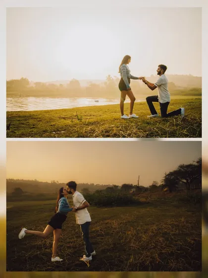 A classic proposal moment during a pre-wedding shoot. We help couples document this special promise against beautiful backdrops, capturing the joy and anticipation of the journey ahead.