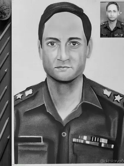It was an honor to draw this portrait of an army officer. Using graphite on A4 paper, I focused on capturing the dignity and strength in his expression and the fine details of his uniform, creating a respectful and powerful tribute.