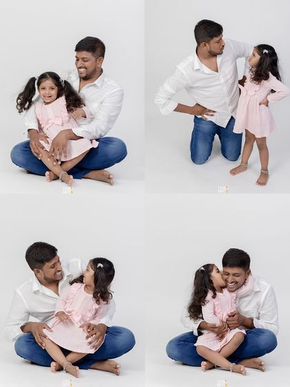 A collage celebrating the special bond between a father and his daughter, full of playful and tender moments.