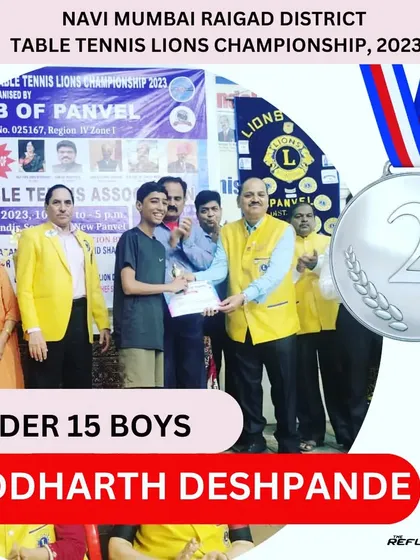 Another one of my dedicated students, Siddharth Deshpande, securing the Silver Medal in the Under 15 Boys category at the Lions Club Championship.