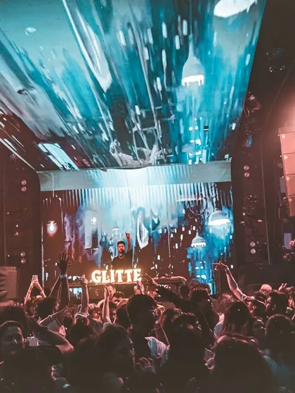 The entire club is illuminated by the massive ceiling-mounted LED screen at Glitte, creating a stunning visual effect that complements the music.