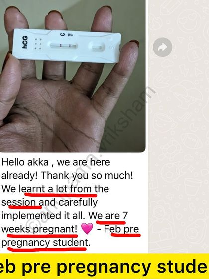 A happy message from a February pre-pregnancy student who is now 7 weeks pregnant. She learned a lot and carefully implemented it all.