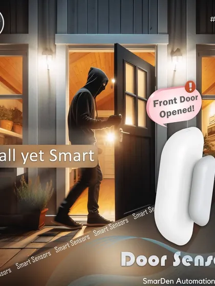 Our smart door sensor is a small device that provides powerful security. Get instant notifications on your phone when a door is opened, and automate your lights to turn on as you enter.