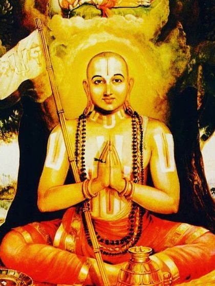 An image of the great saint Ramanujacharya, who is central to the Iyengar tradition that inspires our 'Madi Adige' or pure cooking methods.