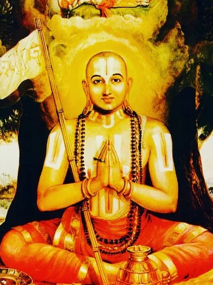 An image of the great saint Ramanujacharya, who is central to the Iyengar tradition that inspires our 'Madi Adige' or pure cooking methods.