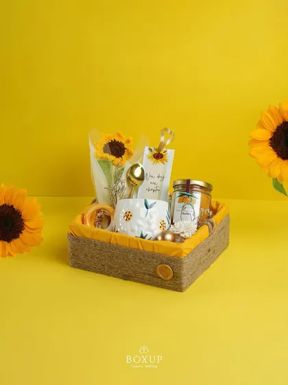 The 'Sunflowers for Her' hamper is designed to bring a little sunshine. It's a personal team favorite and a perfect, cheerful gift for Women's Day.