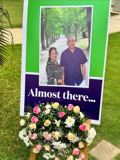 Personalized welcome signs are a great way to honor the guests of honor at a milestone birthday celebration.