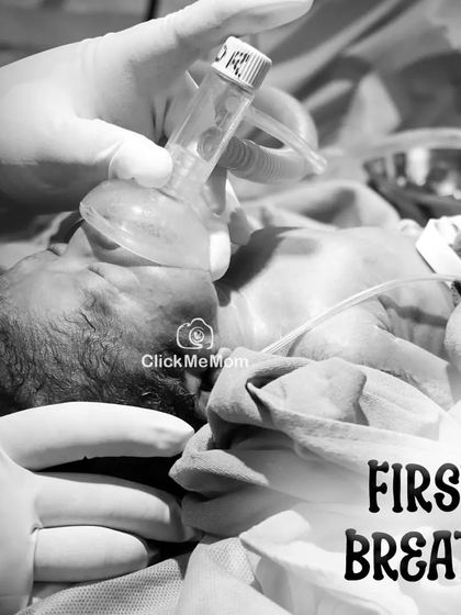 The first breath. A deeply moving photograph that captures the very beginning of life's journey, taken with sensitivity and care in the hospital.