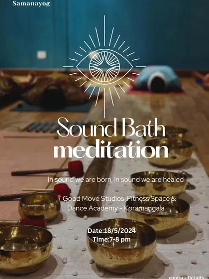 An informational poster for one of my Sound Bath Meditation events. It provides all the details for those interested in joining a session to experience the healing power of sound firsthand.
