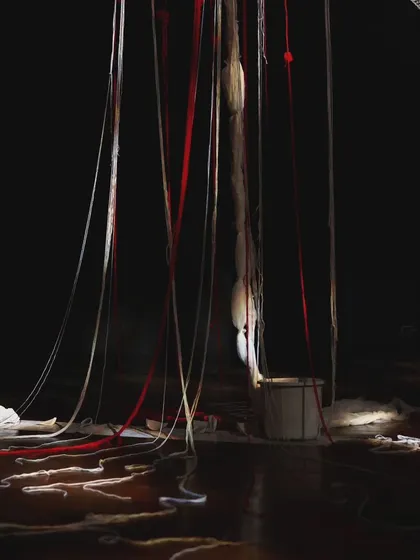 This was part of the stage setup for 'MEDEA'. My job was to create a soundscape that felt as tangled and tense as these threads. Sound isn't just background noise; it's a physical presence in the room.