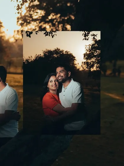 Another artistic composition from the park shoot, using the natural framing of trees to create a sense of intimacy. The golden light adds a warm, dreamy quality to the portrait.