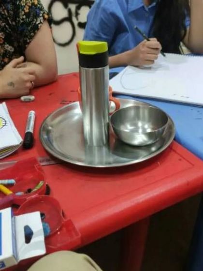 This is the actual still life setup our students used as a reference. We teach them to draw from observation, which is a fundamental skill for any artist.