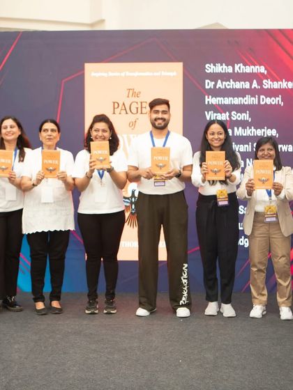 The launch of my 18th book, 'The Pages of Power 3,' at our Navi Mumbai Literature Festival with the co-authors.