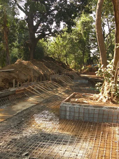 At the K-Lagoon project, every tree was a non negotiable part of the design. Here you can see how we laid the foundation and reinforcement mesh around an existing tree, making the landscape the foundational element of our architectural vision, not an obstacle to it.