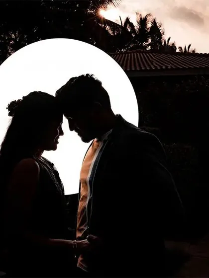 Another example of my creative silhouette work for pre-wedding sessions. Using a single light source, I can create a dramatic and intimate portrait that focuses entirely on the couple's closeness.