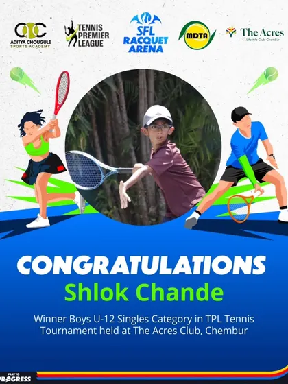 Congratulations to Shlok Chande, winner of the Boys U-12 Singles category in the TPL Tennis Tournament. He played with heart and gave his absolute best.