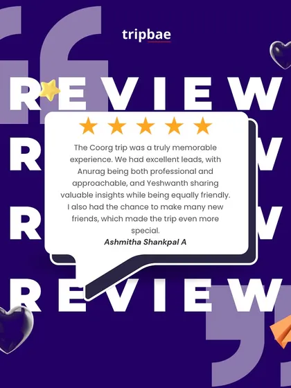 A 5-star review from a traveler who had a memorable Coorg trip, praising our excellent and friendly trip leads.