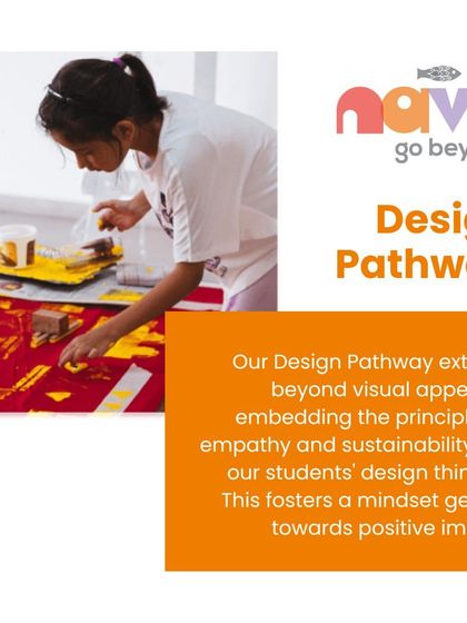 My Design Pathway extends beyond visual appeal by embedding principles of empathy and sustainability. This student is working on a large-scale textile project, learning to create with positive impact in mind.