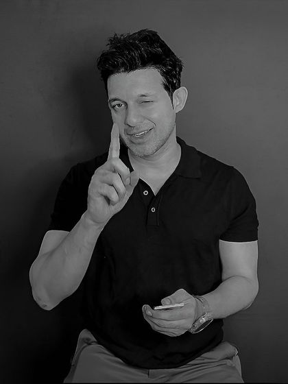 A playful, winking expression. This demonstrates a cheeky and charming personality that can be used for more lighthearted campaigns.